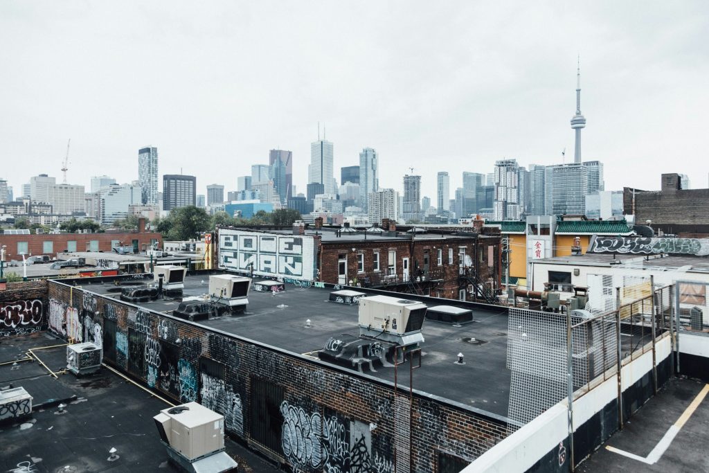 jng services commercial roofing costs in toronto with drone view