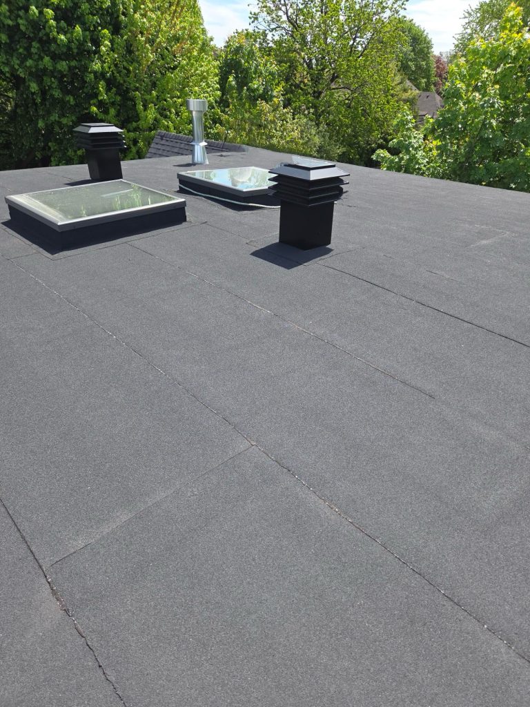 JNG Services residential asphalt roof with skylight installation